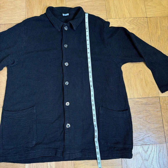 CP Shades Large Black Button Down Shirt Heavy Knit Cotton Jacket Lagenlook - Picture 7 of 8